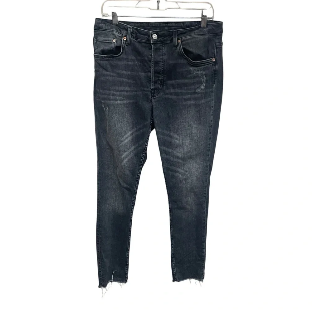 H&M skinny ankle high waist skinny jeans black buttonfly size 33